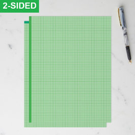 Timbrado Folhas de Papel Milimetrado Verde em Branco (Quadr
