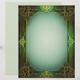 Timbrado Moldura de leque Art Deco em papel de papelaria ve