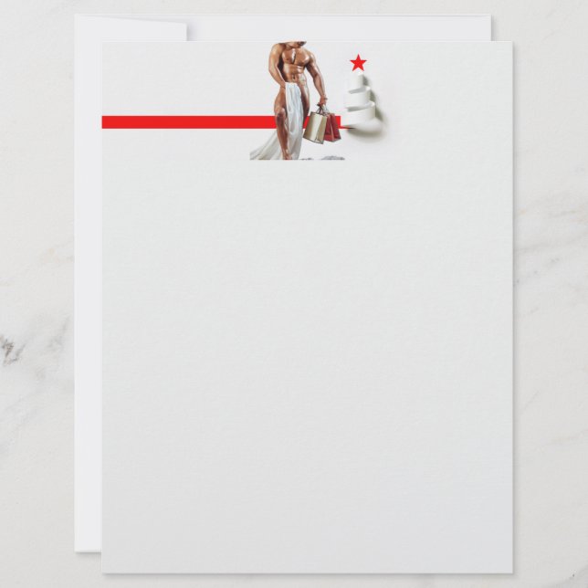 Timbrado Papel branco espiral de Natal da SlipperyJoe's com (Frente)