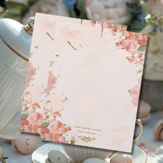 Timbrado Papel com Cabeçalho Floral Romântico Memória de Ve