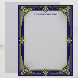 Timbrado Papel de Escritório Azul e Dourado com Centro Azul
