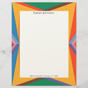 Timbrado Papel de Escritório com Borda Geométrica Colorida