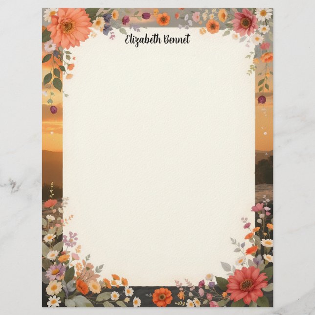 Timbrado Papel de Escritório Floral Sunset (Frente)