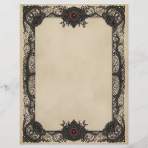 Timbrado Papel de Escritório Gótico Rubi Vermelho