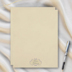 Timbrado Papel de Papelaria Escudo de Nome Romântico Vintag