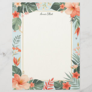 Timbrado Papel de Papelaria Floral Tropical