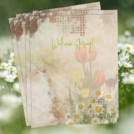 Timbrado Papel de Scrapbook Distress Tulipas da Primavera