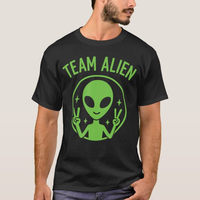 Time da Camisa Divertida Alienígena Verde Sinal de (Frente)