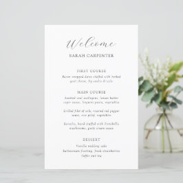 Timeless Black and White Guest Name Wedding Menu