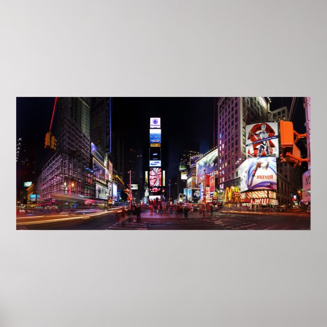 Times Square por Night Panorama Poster (Frente)