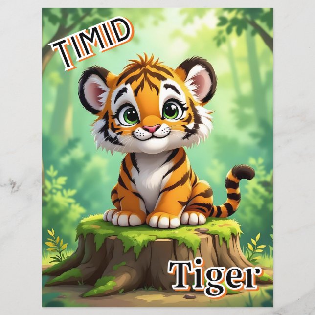 Timid Tiger | Arte de Enfermeiro de Crianças Bonit (Frente)