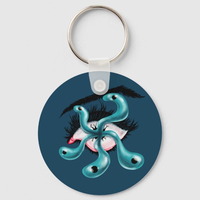 Tímpano de horror ocular monstro estranho chaveiro (Frente)