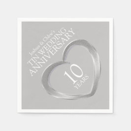 Tin 10th Wedding Anniversário nomes de guardanapos