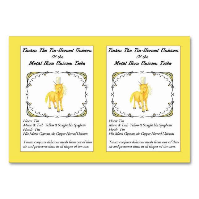 Tinam O Cartão De Comercialização Unicórnio De Cor (Frente)