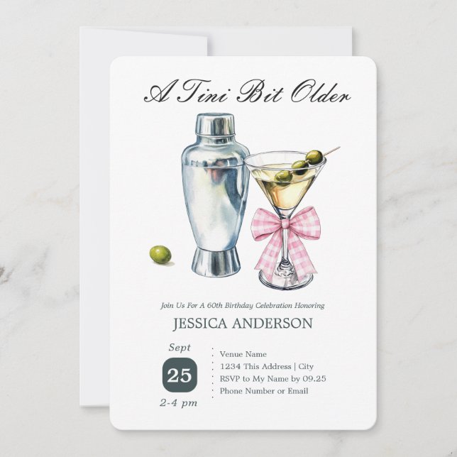 Tini Bit Mais Velho Convite de 60º Aniversário Aze (Frente)