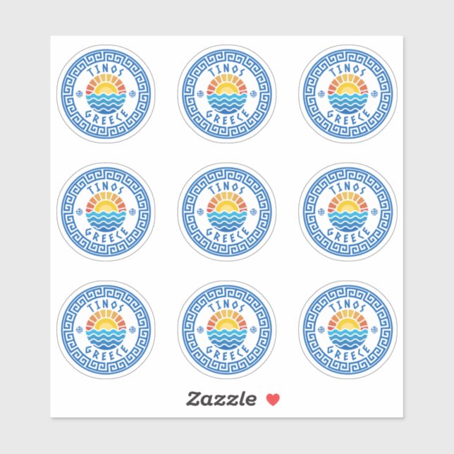 Tinos Island, Grécia com vários adesivos (Folha)