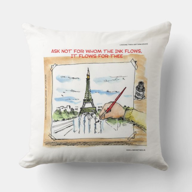 Tinta Ainda Flui Em Paris França Almofada de Algod (Frente)