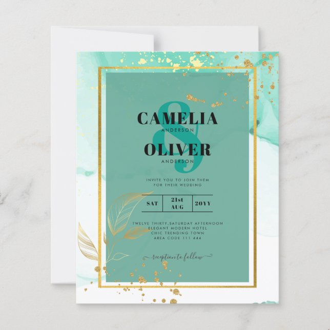 Tinta Alcoólica Verde Musgo Dourado Casamento Abst (Frente)