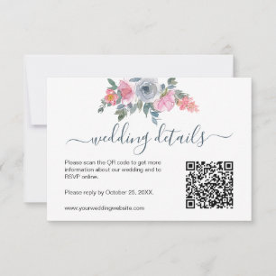 Tinta Azul Empoeirada Floral Aquarela RSVP Código 