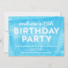 Tinta Azul Enroscada Qualquer Convite Aniversário 