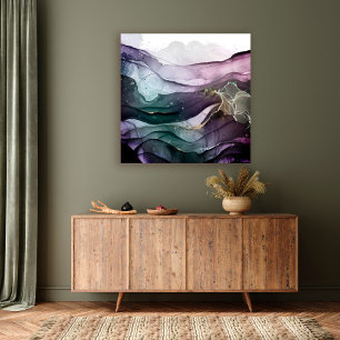 Tinta de abstrato moderna com álcool, canvas estic