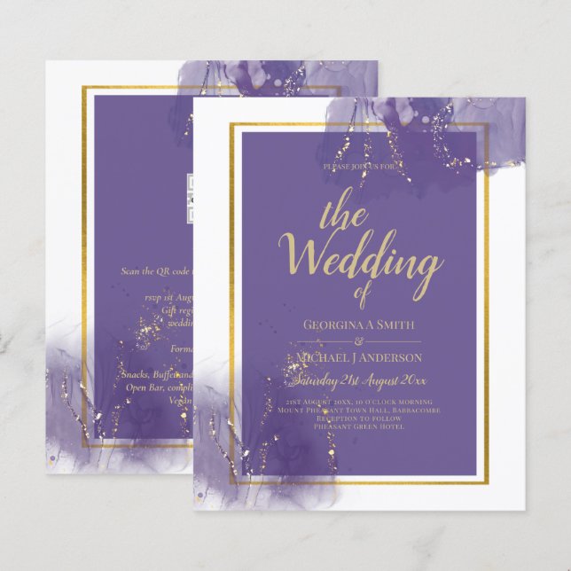 TINTA DE ÁLCOOL DE Lavanda DOURADA DE Casamento Le (Frente/Verso)