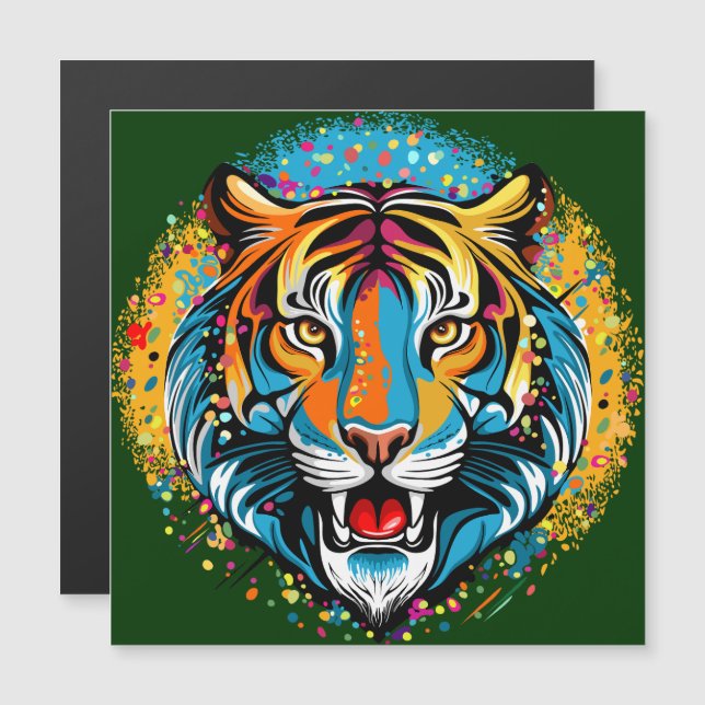 Tinta de cores Arco-íris Cabeça de Tigre (Frente/Verso)