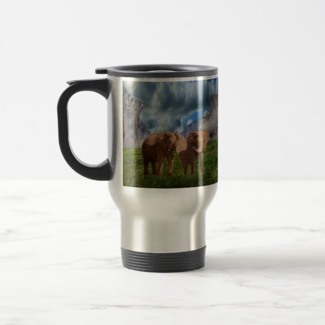 Tinta de óleo de duo elefante, Caneca de viagem (Esquerda)