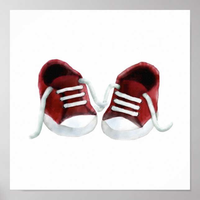 Tinta de Sneakers Vermelhos de Bebê, Impressão de  (Frente)