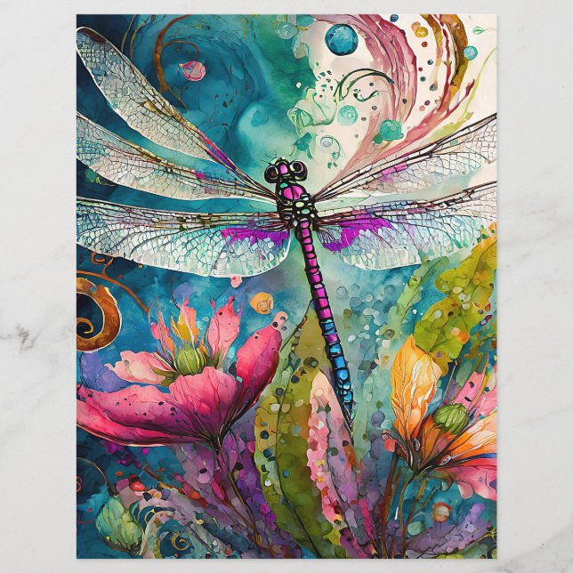 Tinta e Caneta Papel Scrapbook Dragonfly (Frente)