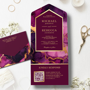 Tinta Fluida Abstrata Plum Gold Código QR Casament