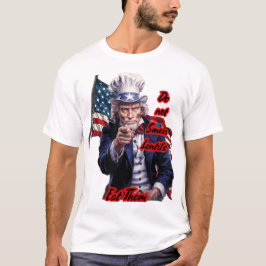 Tio Sam diz: "Não fume Lentilhas" em uma camiseta