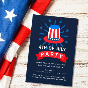Tio Sam Hat 4 de julho Convite de Cookout