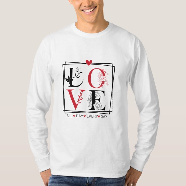 Típica do Amor Camiseta de Folga Longa dos Homens (Frente)