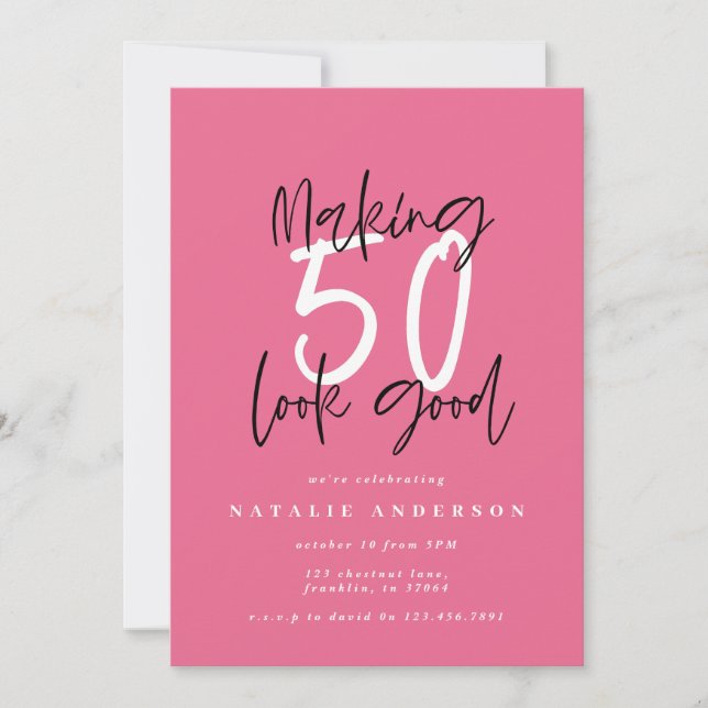 Típica moderna em negrito 50ª festa de aniversário (Frente)