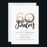 Típica moderna, preto e ouro 60 anos<br><div class="desc">Fazer 60,  60 e fabuloso convite de aniversário para tipografia moderna. Texto moderno do script na design de tipografia de tendência. Parte de uma coleção. As cores podem ser personalizadas. efeito Dourado.</div>