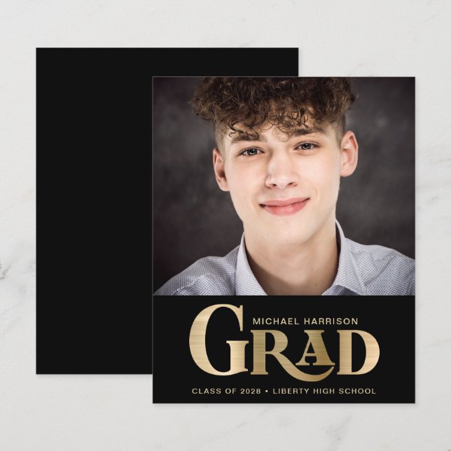 Tipo Dourado de Orçamento Escuro Graduação de Foto (Frente/Verso)
