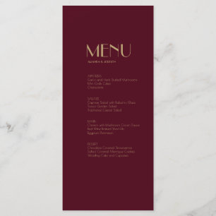 Tipo Dourado Deco Burgundy Jantar Menu Beber