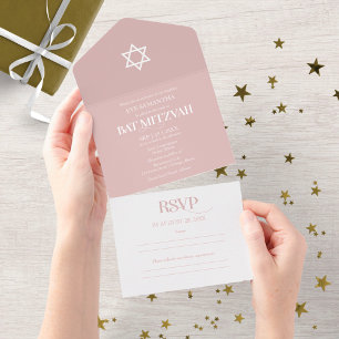 Tipografia Branca Moderna No Bat Mitzvah Azul Tudo