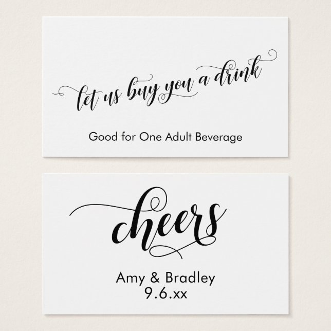 Tipografia Chic Script Ingressos para Bebidas em B (Frente & Verso)