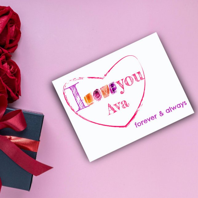 Tipografia da aquarela amava cartão postal roxo (Criador carregado)