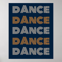 Tipografia da Dança Retroativa Poster Laranja Azul