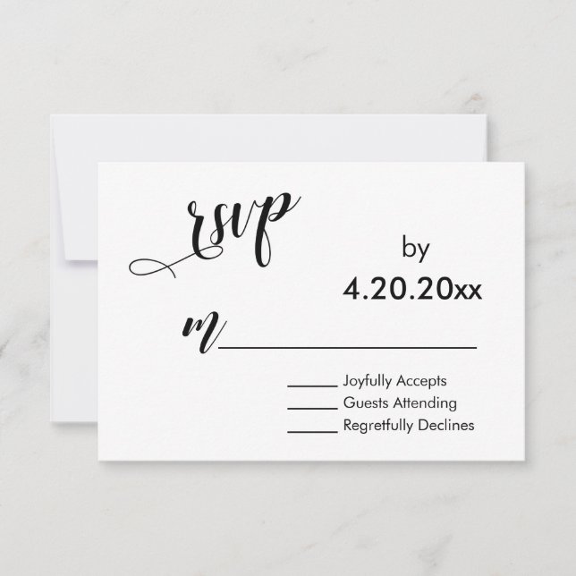 Tipografia de Letra Elegante, RSVP de Casamento Mi (Frente)