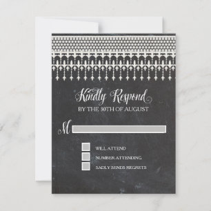 Tipografia de Script RSVP Rustic Vintage Lace Chal