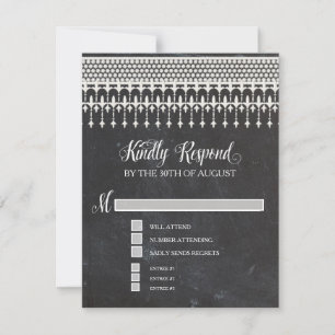 Tipografia de Script RSVP Rustic Vintage Lace Chal