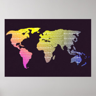 Tipografia Decorânea do Mapa Mundial Poster do Ar