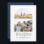 Tipografia do Arco Azul com Fotografia Moderno 3<br><div class="desc">Tendência moderna e elegante junto com a tipografia azul de Natal ou Ação de Graças,  cartão de 3 fotos</div>