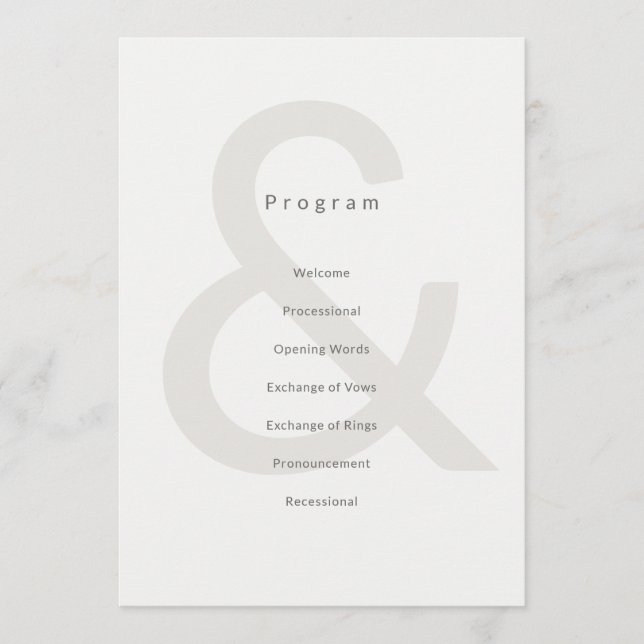 Tipografia Editorial Programa de Casamento (Frente)