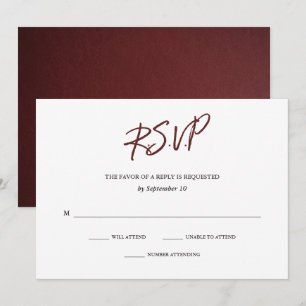 Tipografia Elegante   Cartão RSVP de Casamento de 