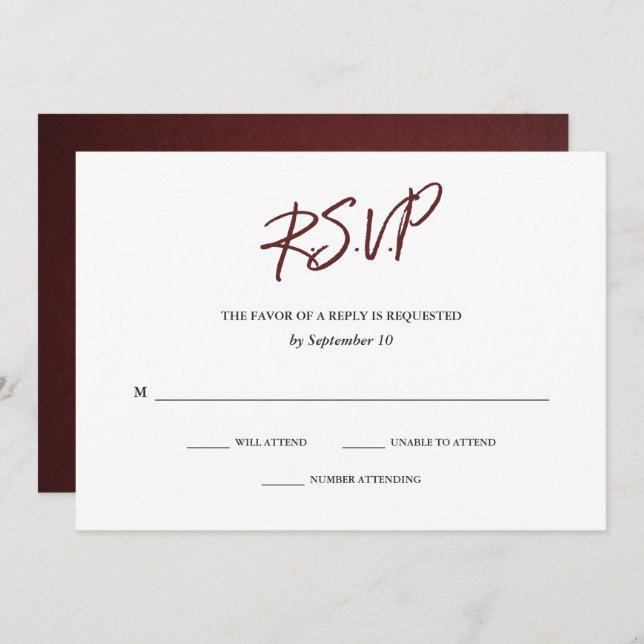 Tipografia Elegante | Cartão RSVP de Casamento de  (Frente/Verso)
